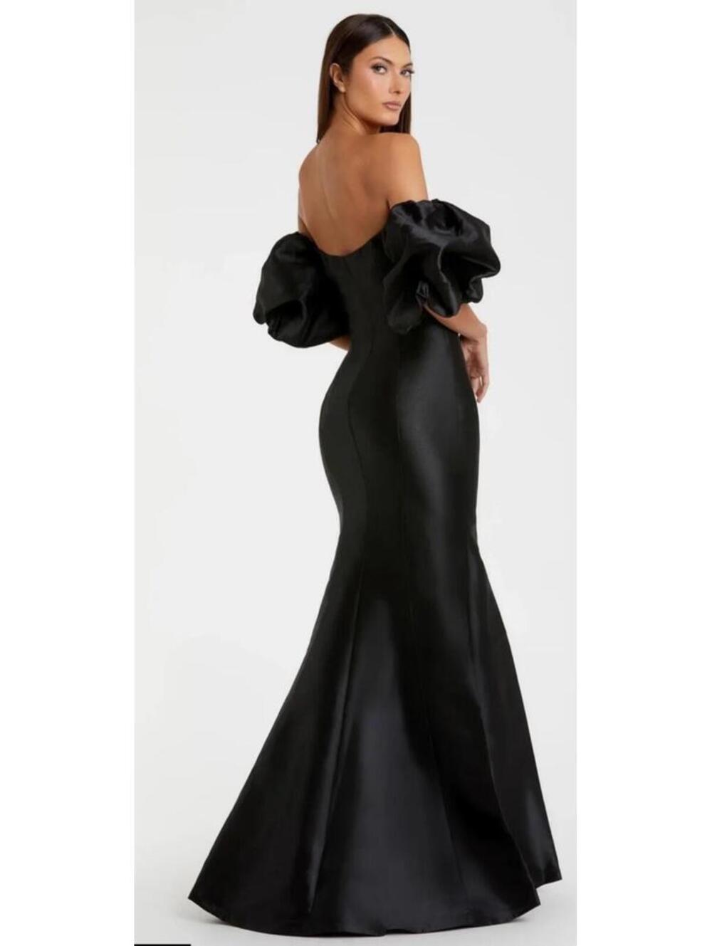 New Mac Duggal Sweetheart Off The Shoulder Puff Sleeve Gown In Black Sz 8 $498 - Picture 3 of 9